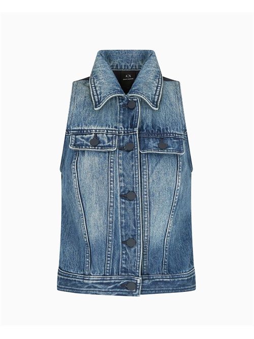Gilet donna AX in denim lavaggio stone washed ARMANI EXCHANGE | XW000558-AF12845MB115